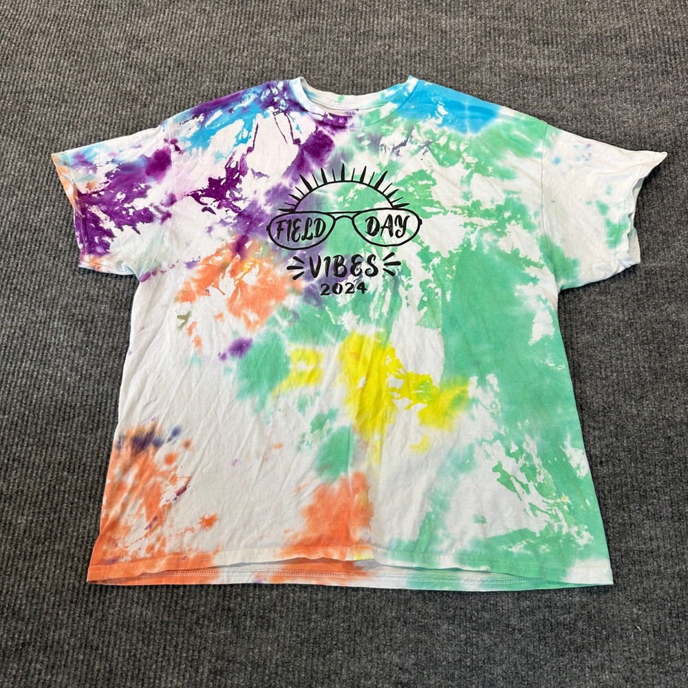 Unbranded Field Day Vibes 2024 Graphic Tee Large Multicolor Tie Dye Cotton